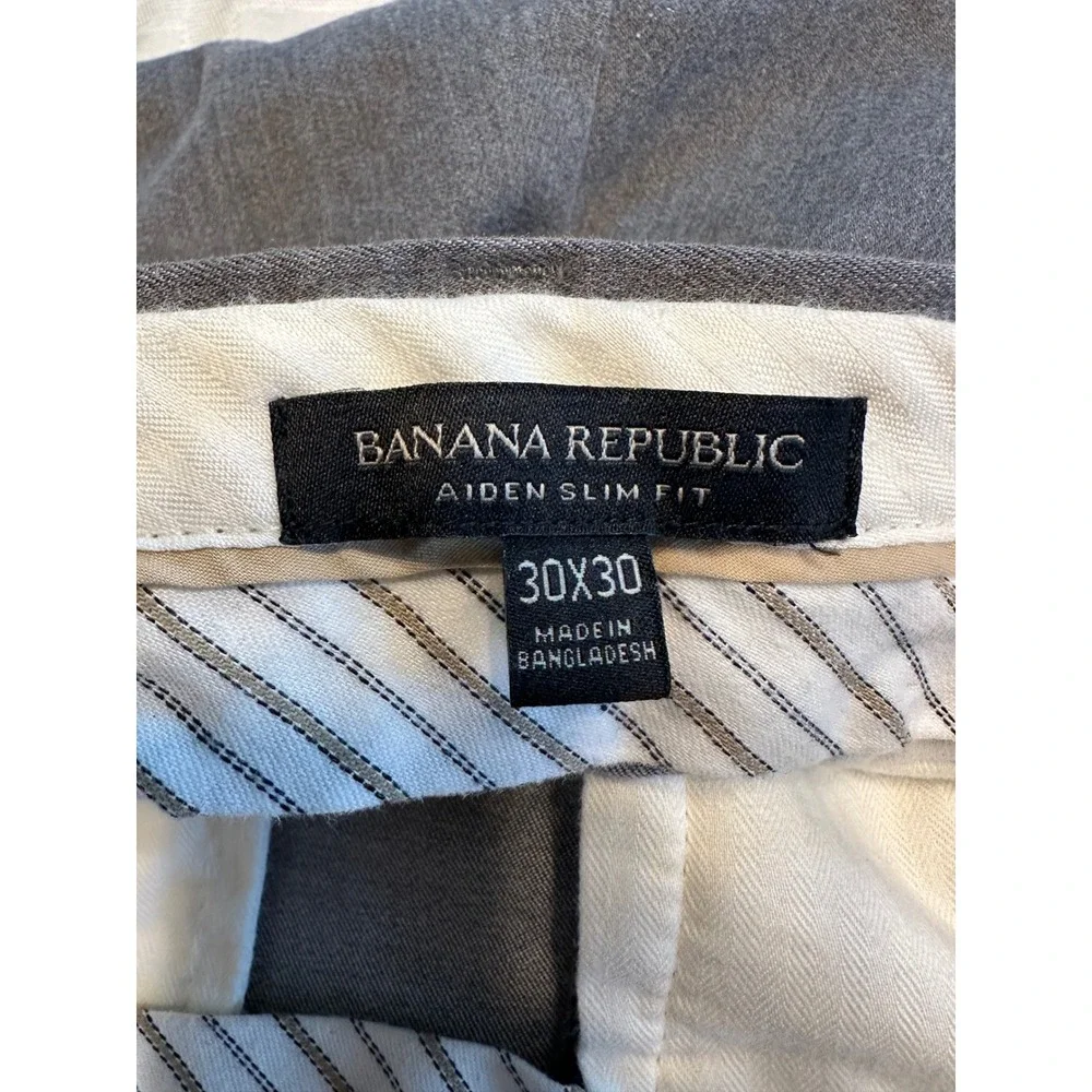 Banana Republic Pants Mens 30x30 Grey Aiden Slim Fit Chino Cotton Stretch 54023